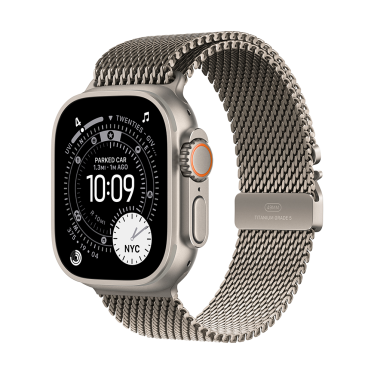 Apple Watch Ultra 3 - 49mm - Natural Titanium - Natural Titanium Milanese Loop - Large