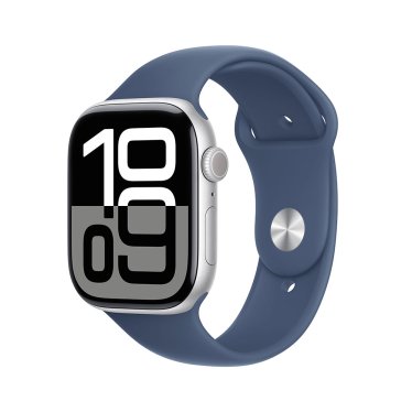 Apple Watch S10 - 46mm - Silver Aluminium - Denim Sport Band - S/M (140-190mm)