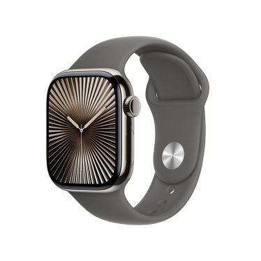Apple Watch S10 Cellular - 42mm - Natural Titanium - Stone Gray Sport Band - S/M (130-180mm)